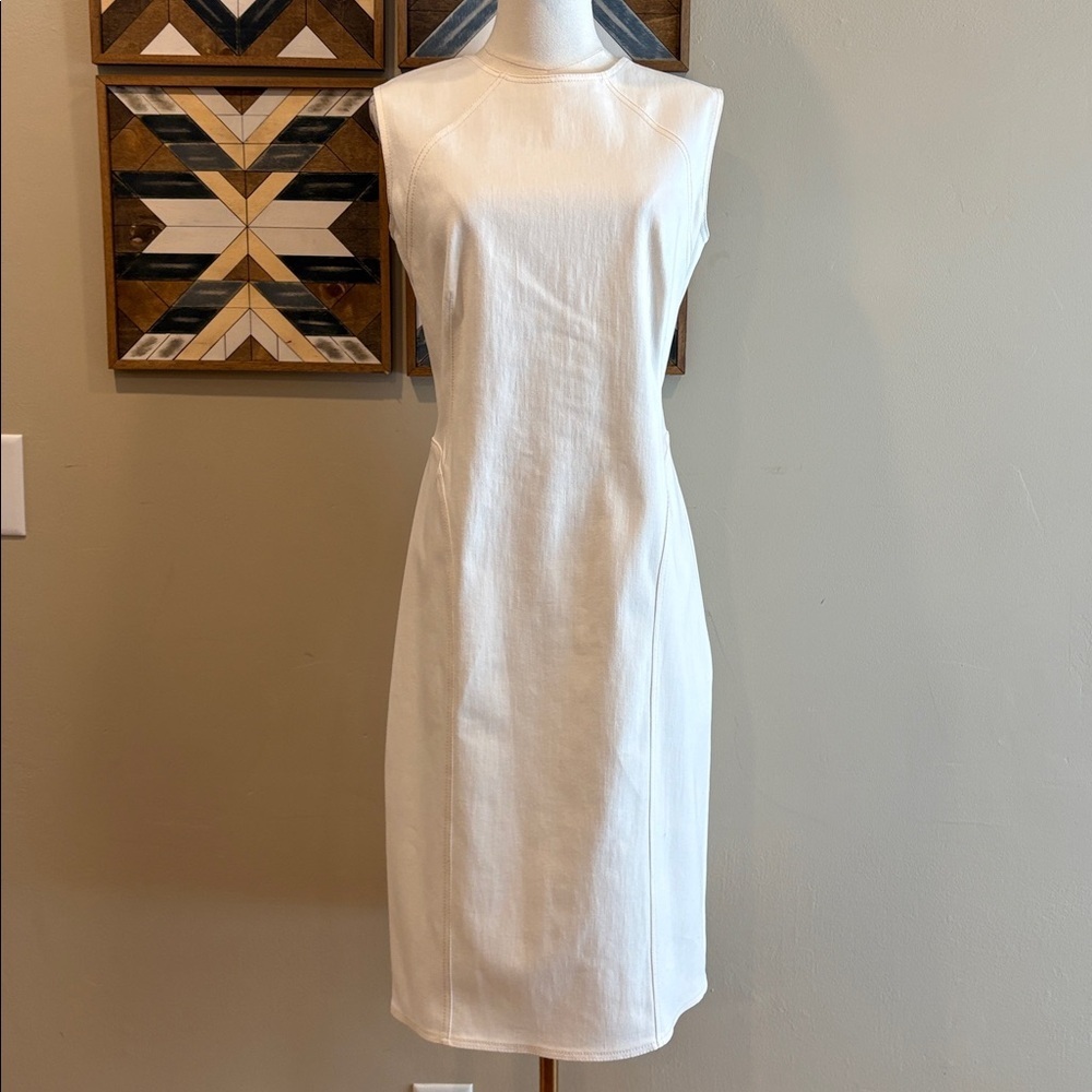 Ralph Lauren Collection Antique White Cotton Denim Sleeveless Dress sz 10 NWT - Picture 2 of 15